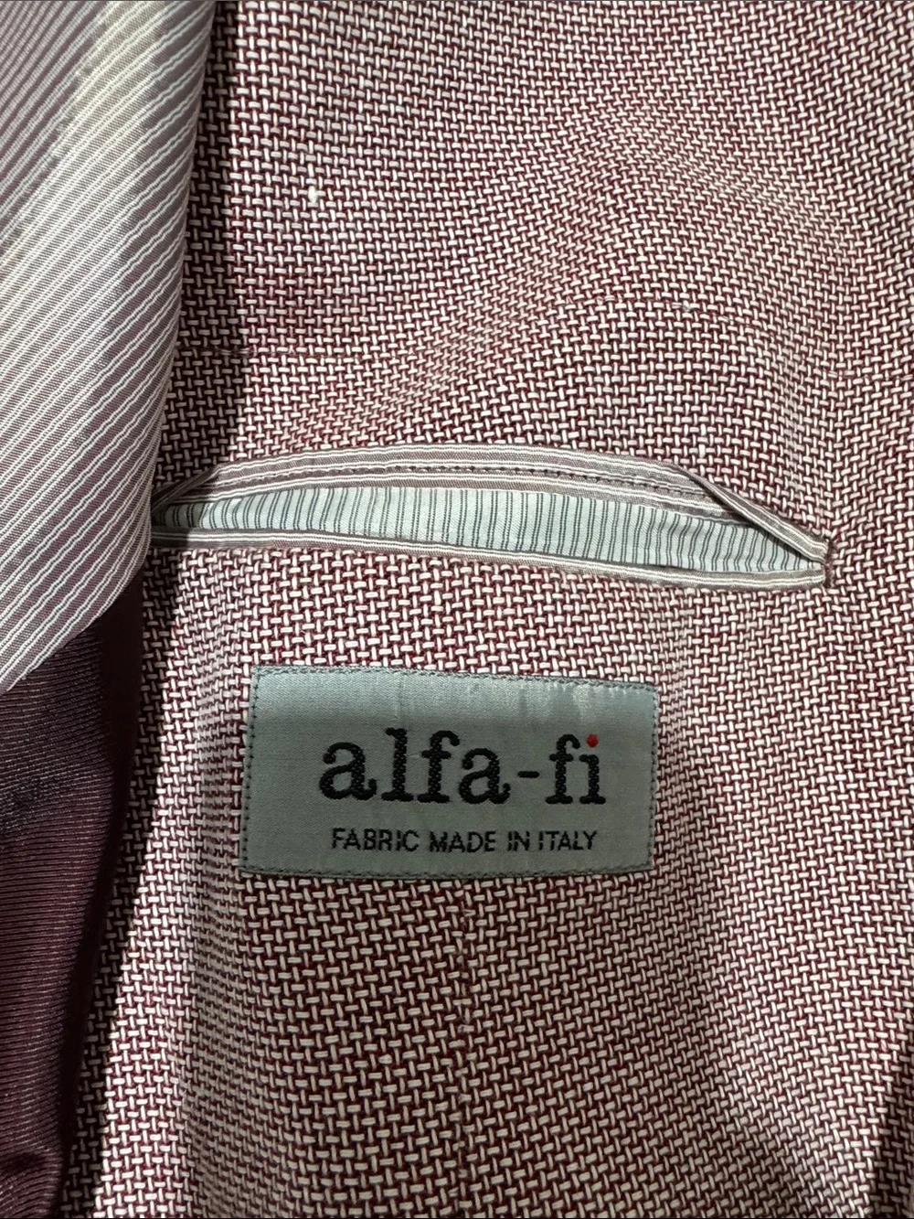 Banana Republic 44R red micro pattern linen cotton Alfa-Fi Italian fabric jacket